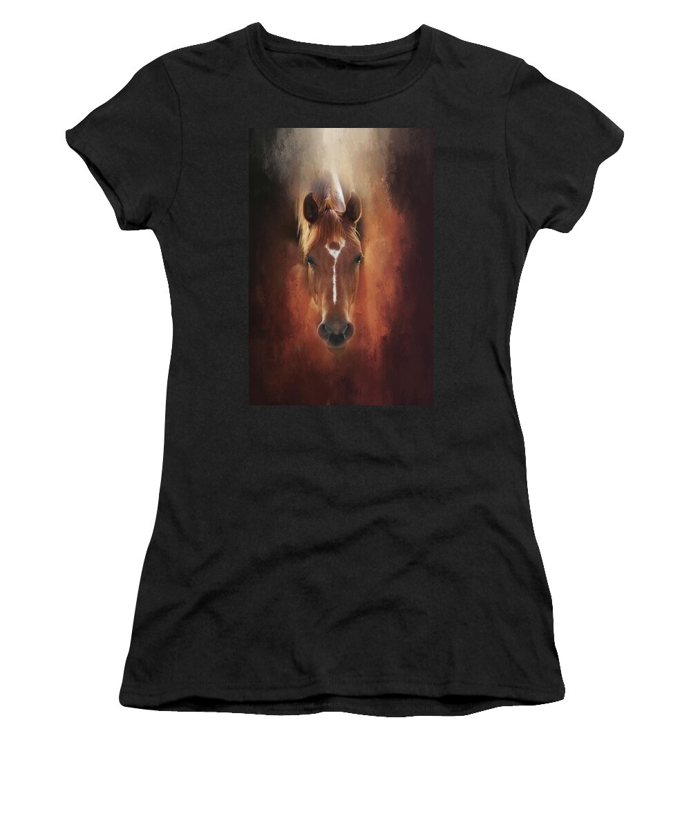 Horse Women's T-Shirt featuring the photograph Curious Gaze by Toni Hopper