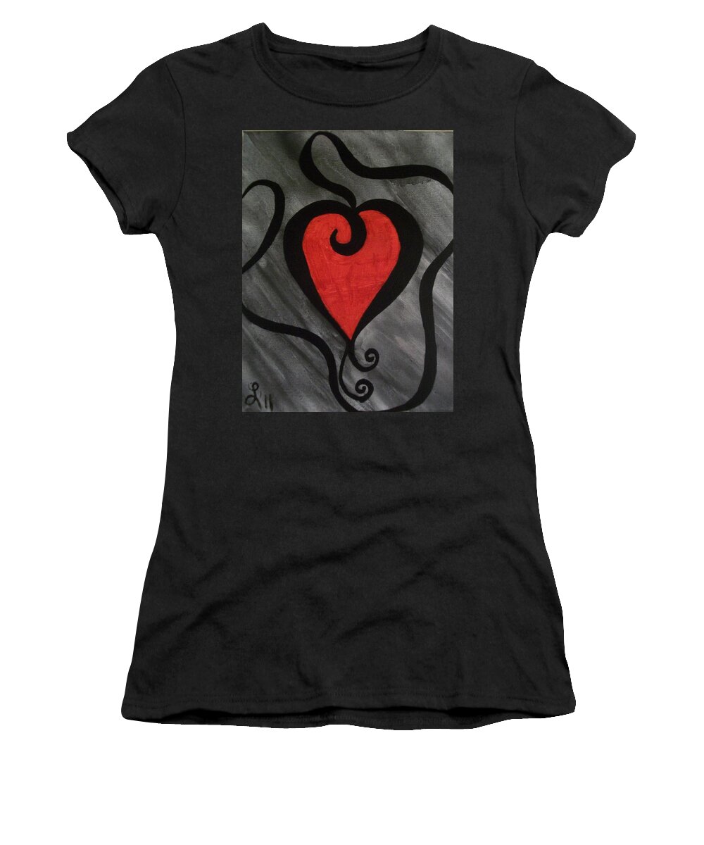 Heart Women's T-Shirt featuring the painting Curly Lou by Laurette Escobar