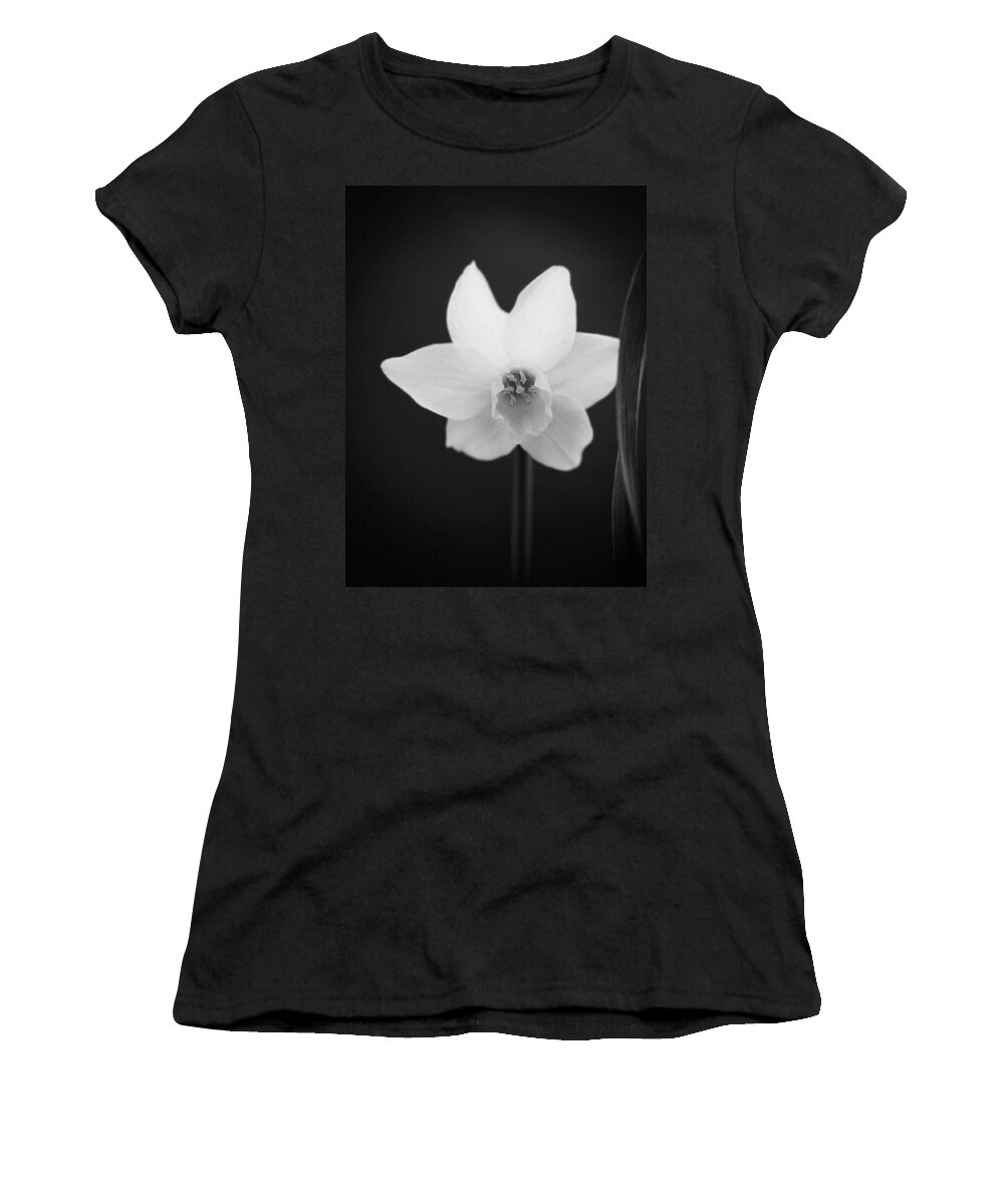 Flowers Women's T-Shirt featuring the photograph Daffodil In Black And White by Dorothy Lee