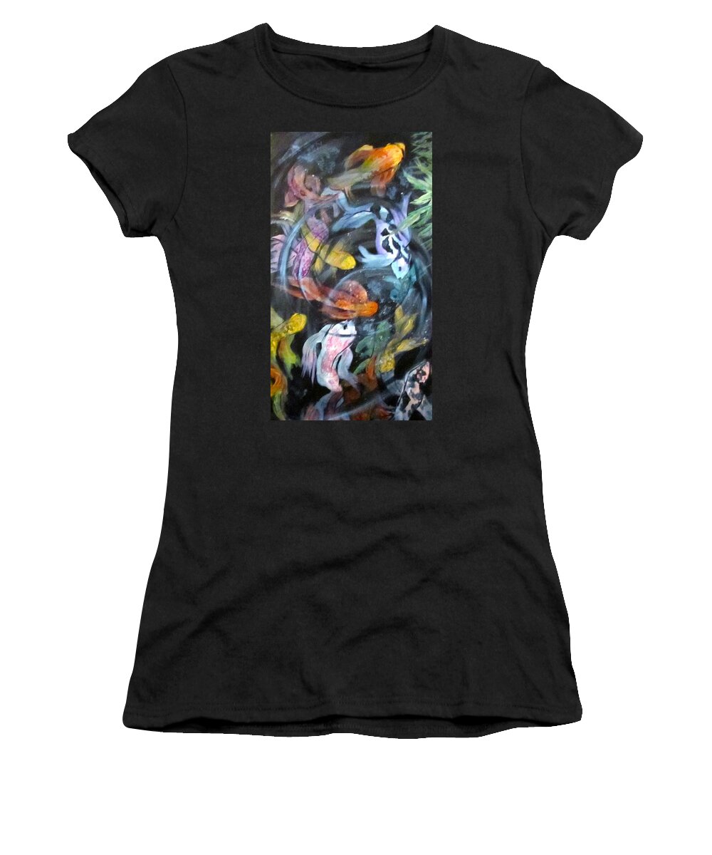 Koi Women's T-Shirt featuring the painting Dancing Koi by Barbara O'Toole