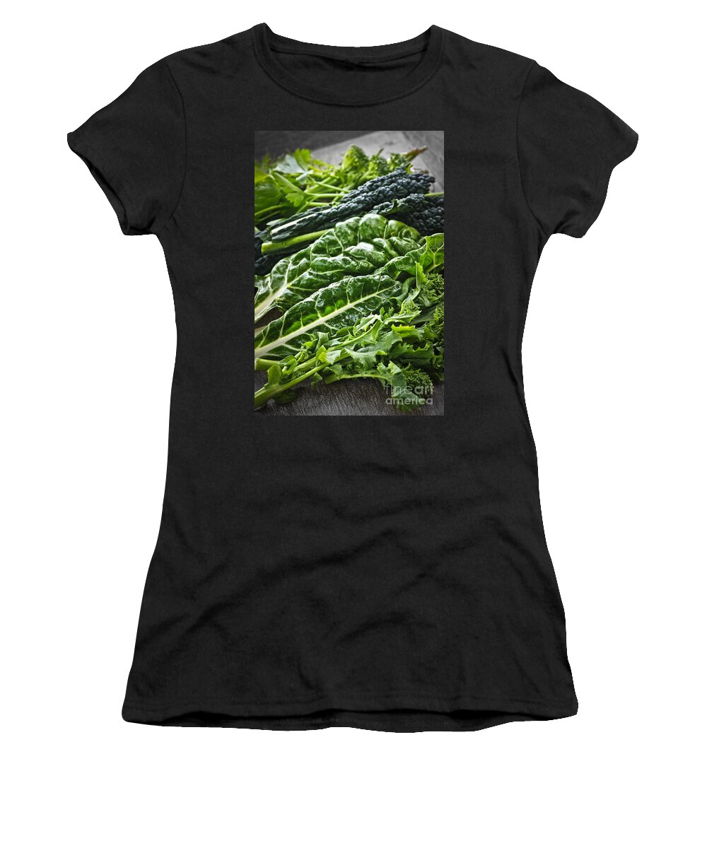 Dark Green Women's T-Shirt featuring the photograph Dark green leafy vegetables by Elena Elisseeva