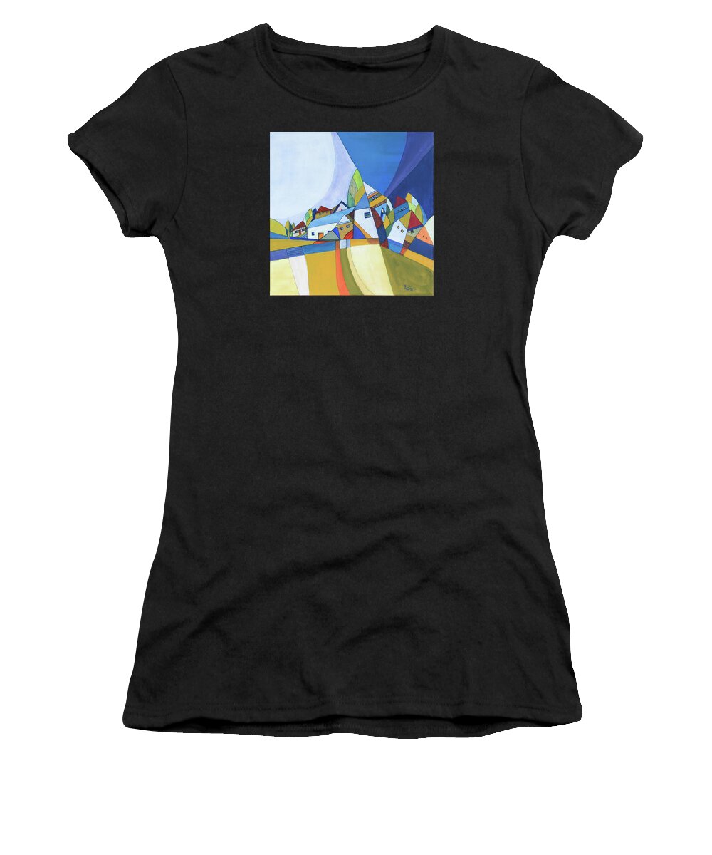 Acrylic Women's T-Shirt featuring the painting Dawn by Aniko Hencz