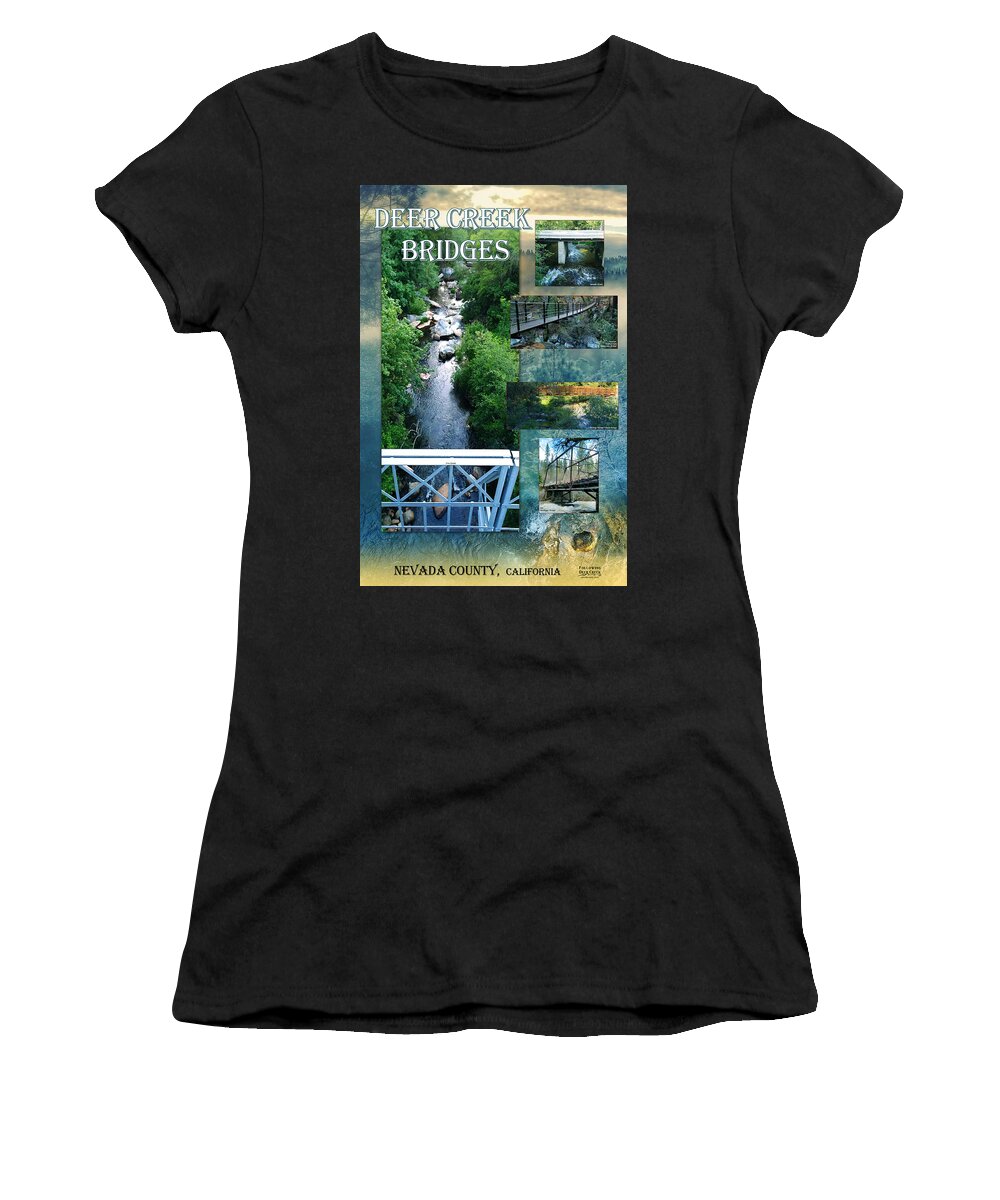 Deer Creek Bridges Women's T-Shirt featuring the digital art Deer Creek Bridges by Lisa Redfern