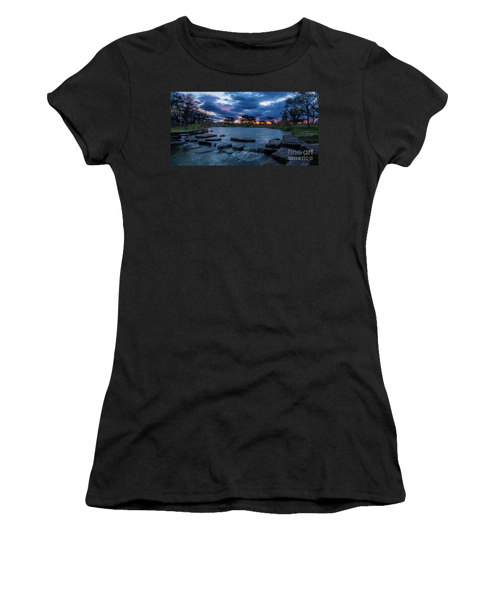 Forest Park Women's T-Shirt featuring the photograph Deer Lake Sunset, Forest Park by Garry McMichael