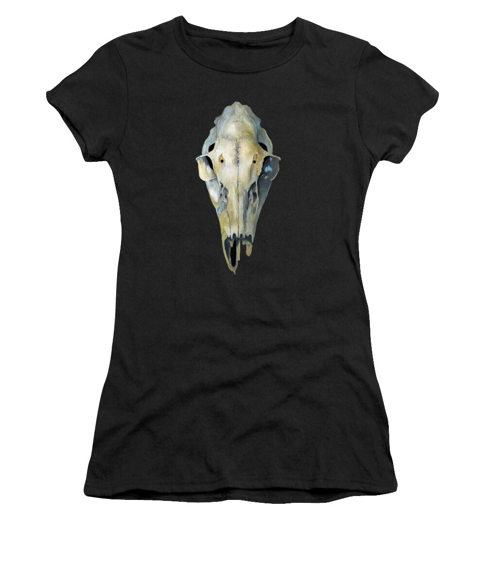 Deer Women's T-Shirt featuring the painting Deer Skull Aura by Catherine Twomey