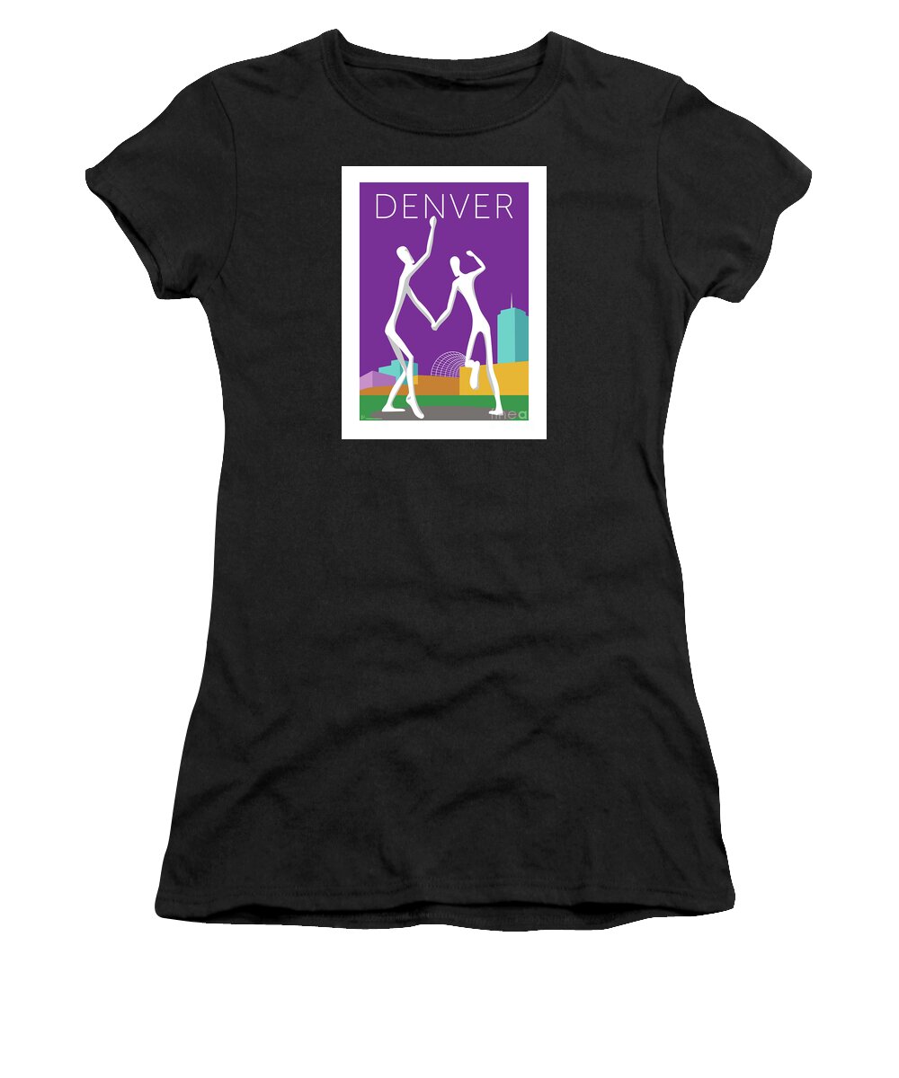 Denver Women's T-Shirt featuring the digital art DENVER Dancers/Purple by Sam Brennan