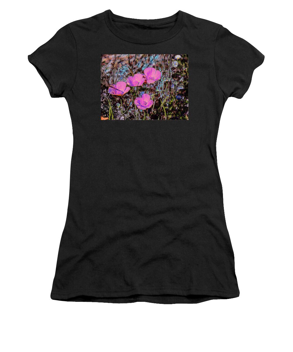Dessert Flower Abstract Women's T-Shirt featuring the photograph Desert Flowers Abstract by Penny Lisowski