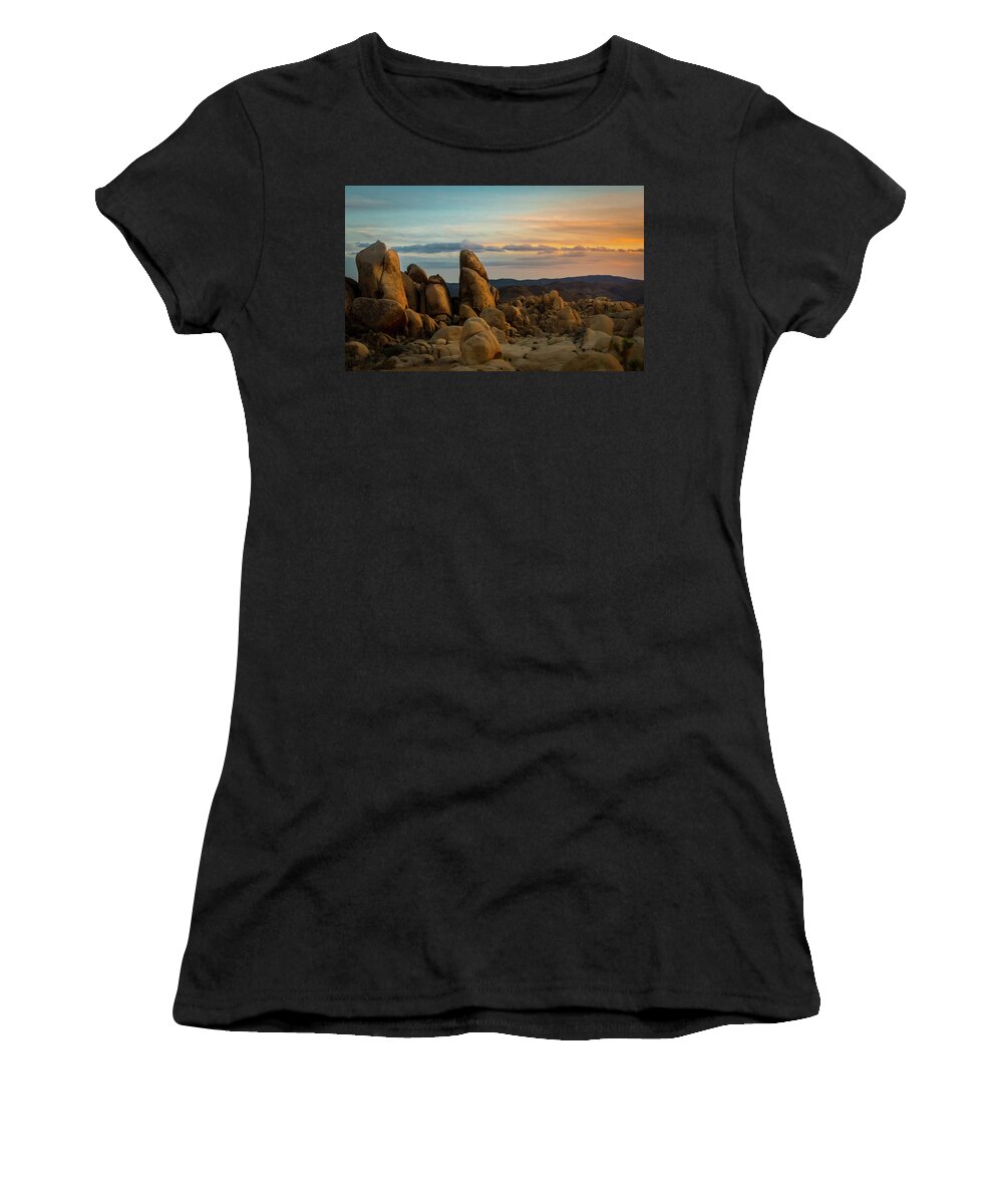 Sky Women's T-Shirt featuring the photograph Desert Rocks by Ed Clark