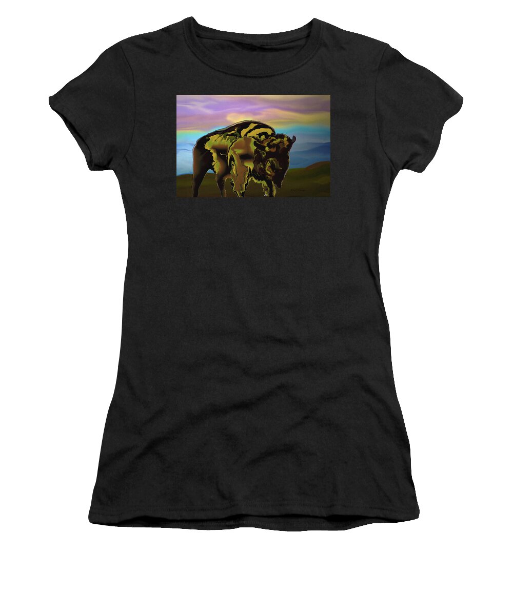Bison Women's T-Shirt featuring the digital art Montana Bison 2 by Kae Cheatham