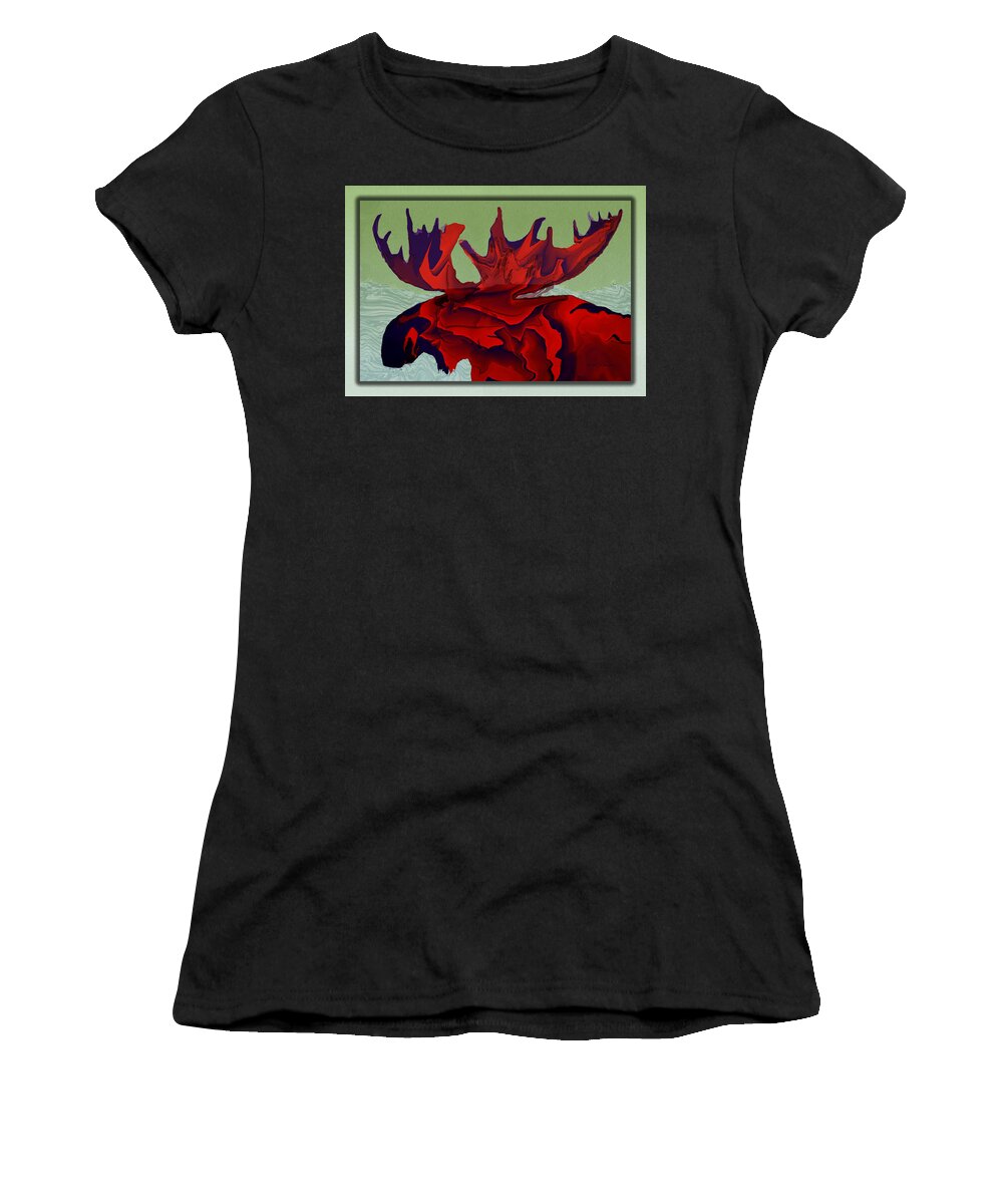 Moose Women's T-Shirt featuring the digital art Montana Moose by Kae Cheatham