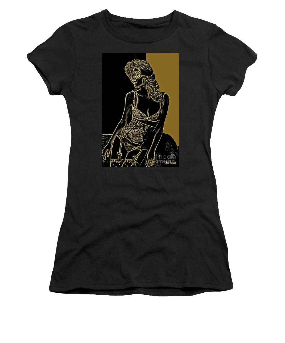 Female Model Women's T-Shirt featuring the digital art Dim all Delights VII by Humphrey Isselt