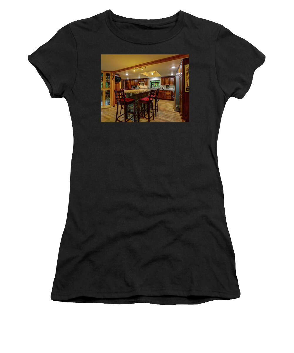 Real Estate Photography Women's T-Shirt featuring the photograph Dining area in Burns Rd Chalet by Jeff Kurtz