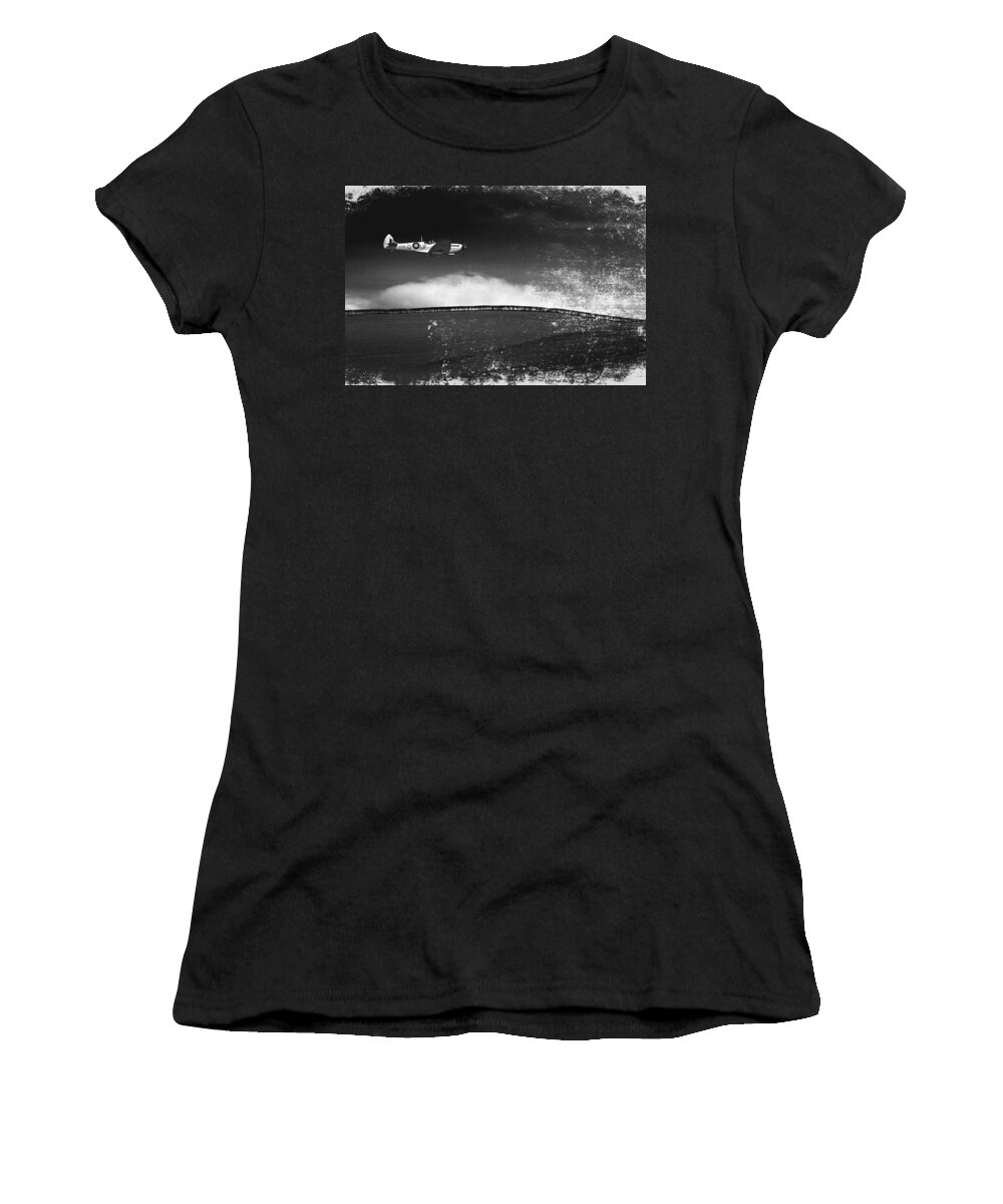 Spitfire Women's T-Shirt featuring the photograph Distressed Spitfire by Meirion Matthias