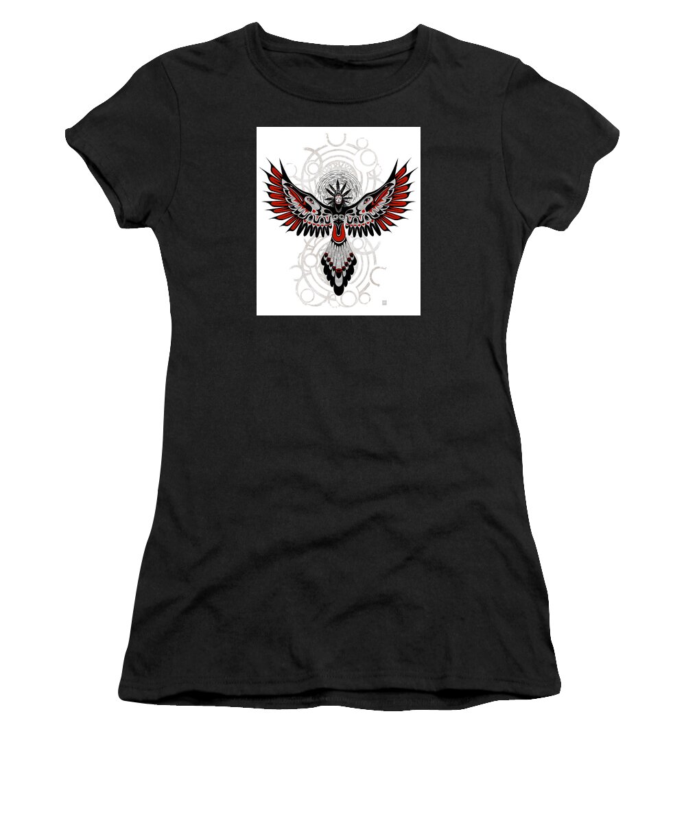 Crow Women's T-Shirt featuring the painting Divine Crow Woman by Sassan Filsoof