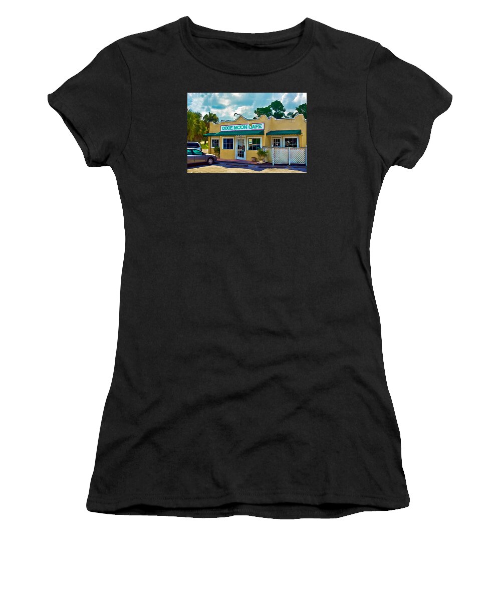 Bonita Springs Women's T-Shirt featuring the photograph Dixie Moon Cafe in Bonita Springs by Ginger Wakem