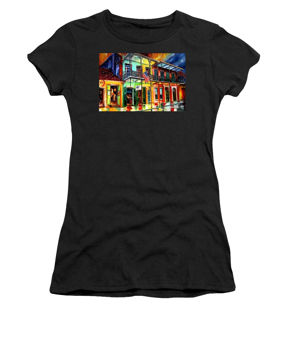 New Orleans Women's T-Shirt featuring the painting Down on Bourbon Street by Diane Millsap