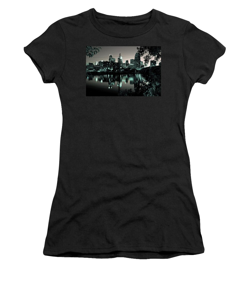 Downtown Women's T-Shirt featuring the photograph Downtown Minneapolis at Night II by Angie Schutt