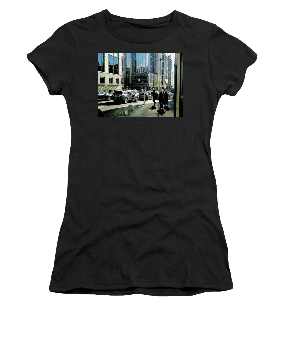 City Women's T-Shirt featuring the photograph Downtown Seattle by Linda Carruth