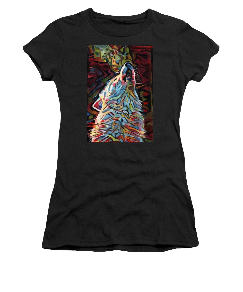 Wolf Women's T-Shirt featuring the painting Dream Wolf by David Stribbling
