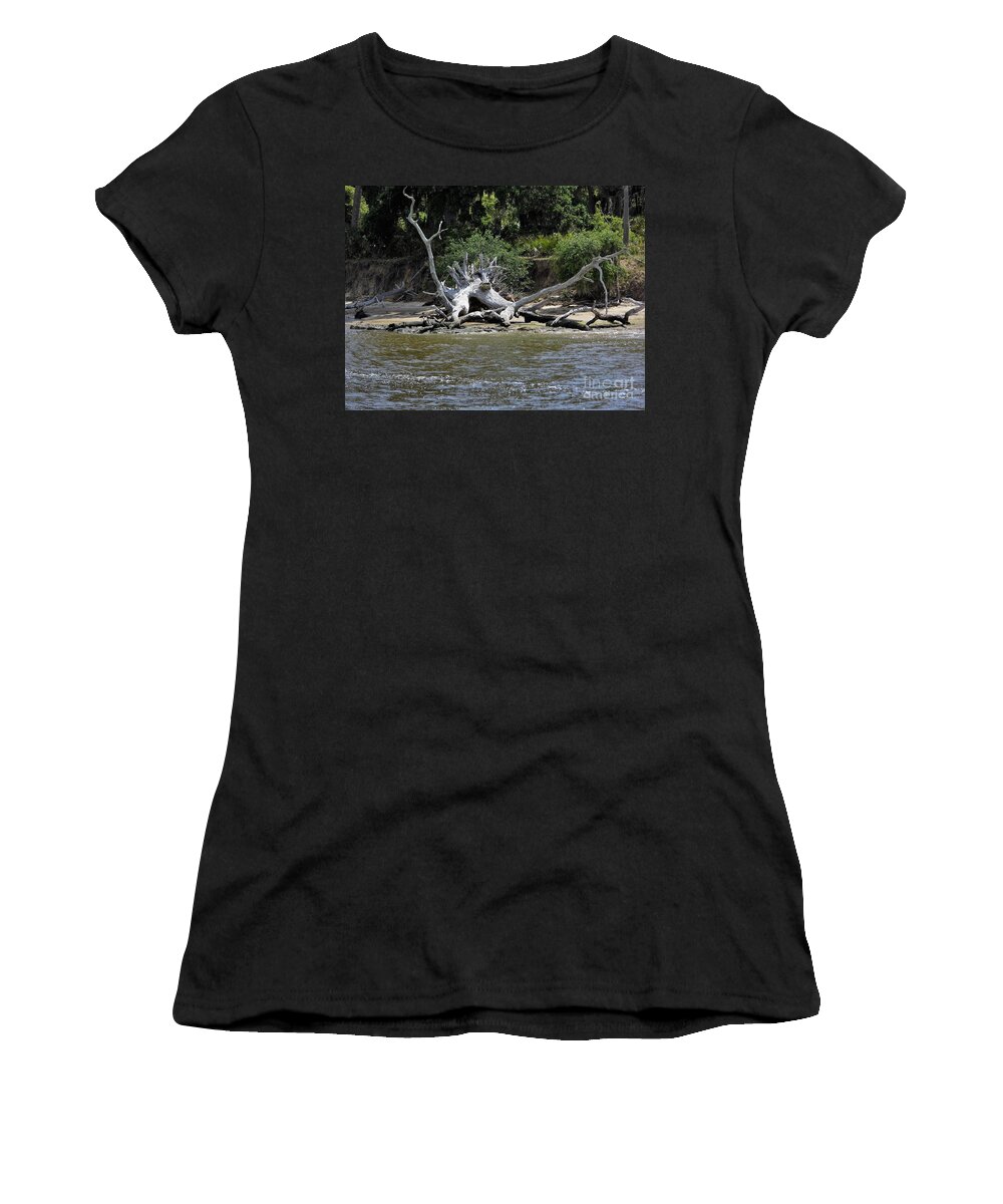 Beach Women's T-Shirt featuring the photograph Driftwood On The Beach by D Hackett