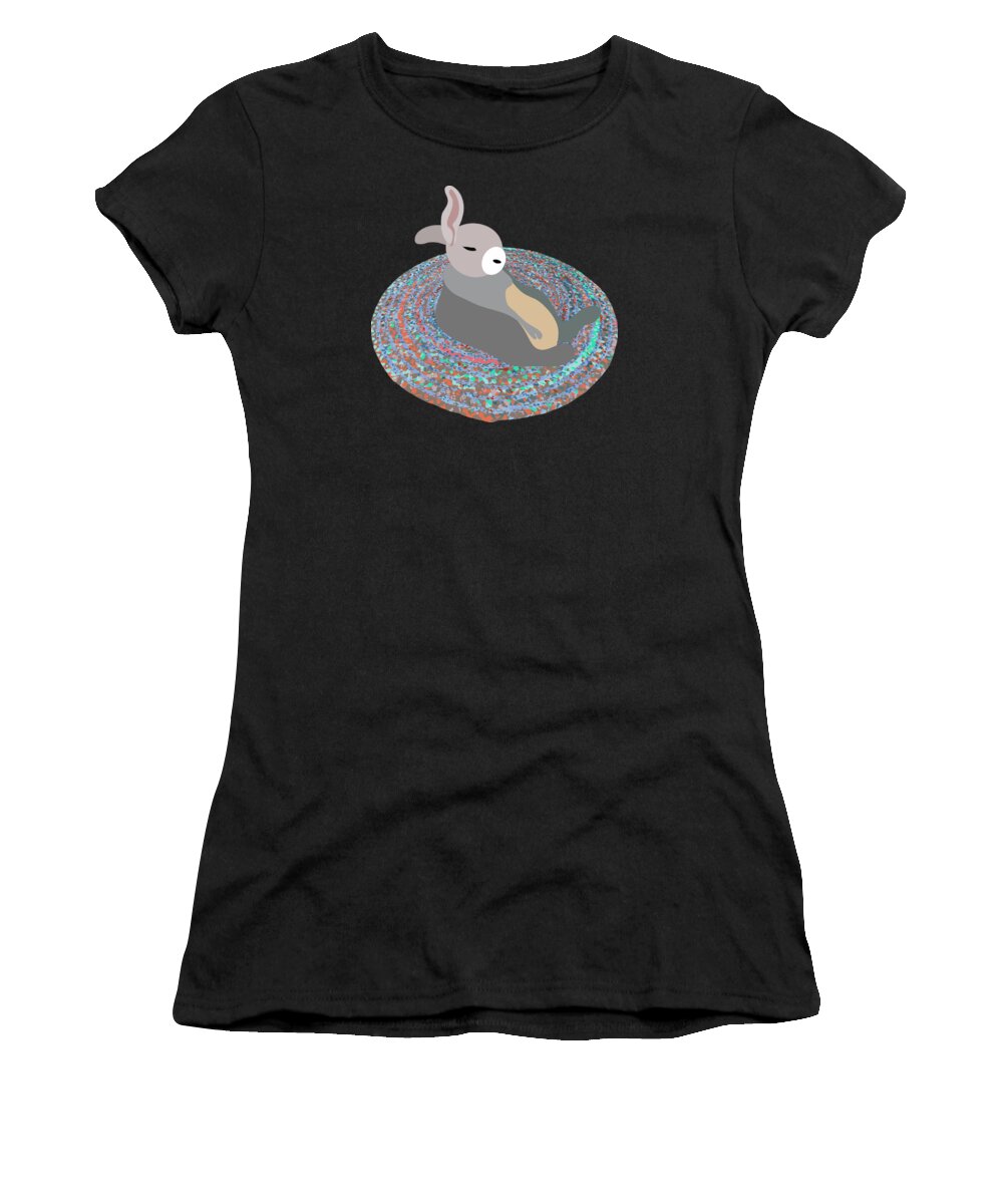 Rabbit Women's T-Shirt featuring the digital art Drunk Rabbit on a Rag Rug by Stan Magnan