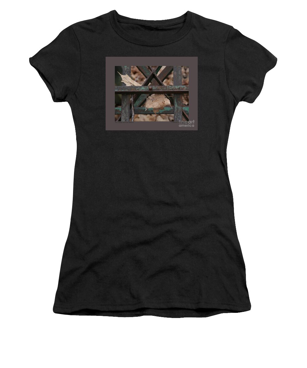 Abstract Women's T-Shirt featuring the photograph Dry Leaves and Old Steel-III by Patricia Overmoyer