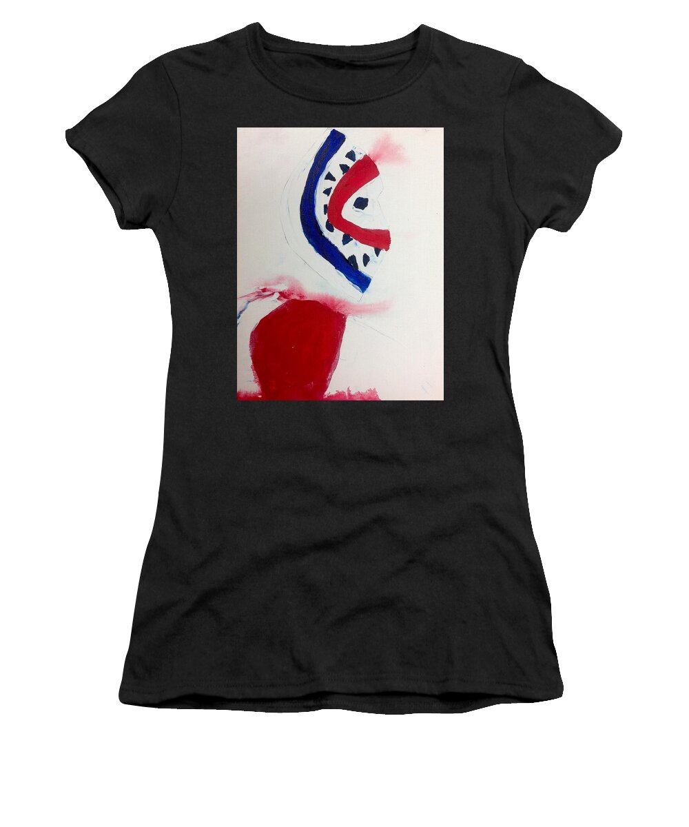 Abstract Hockey Painting Women's T-Shirt featuring the painting Dryden 4 by Desmond Raymond