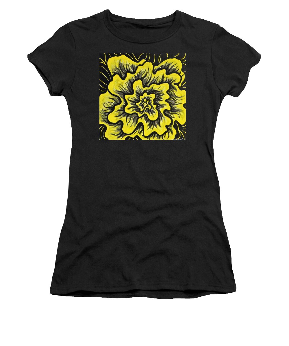 Acrylic On Canvas Women's T-Shirt featuring the painting Dynamic Thought Flower #3 by Bryon Stewart