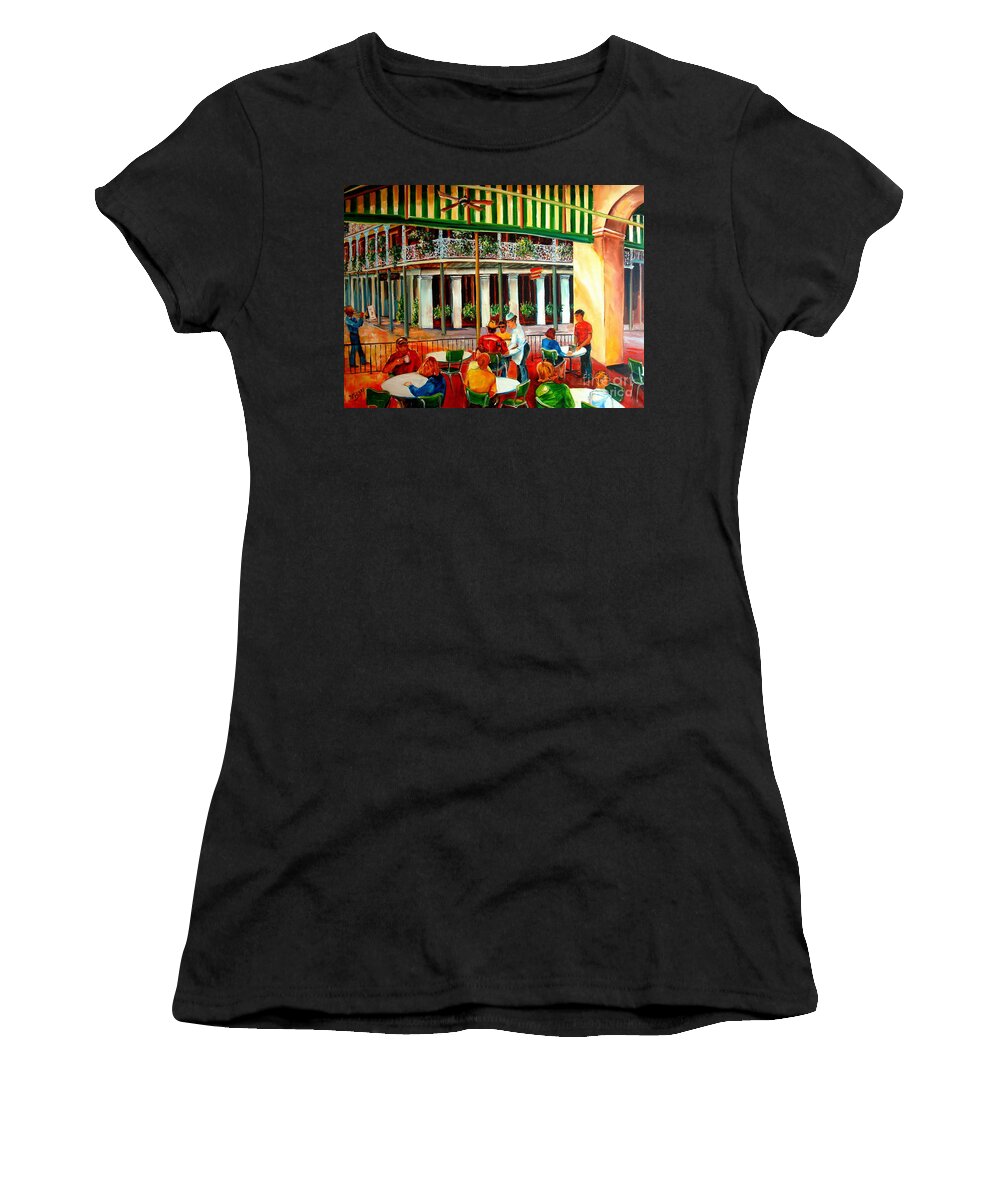 New Orleans Women's T-Shirt featuring the painting Early Morning at the Cafe Du Monde by Diane Millsap