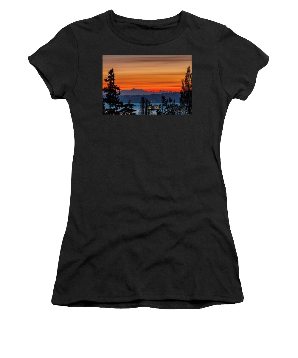West Seattle Women's T-Shirt featuring the photograph Orange Stripes in an April Sky by E Faithe Lester