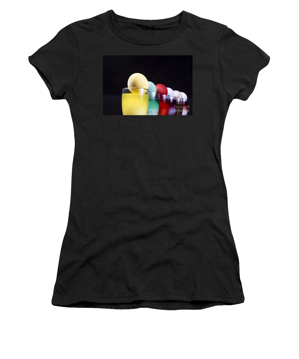 Easter Egg Women's T-Shirt featuring the photograph Easter eggs in glass by Karen Foley