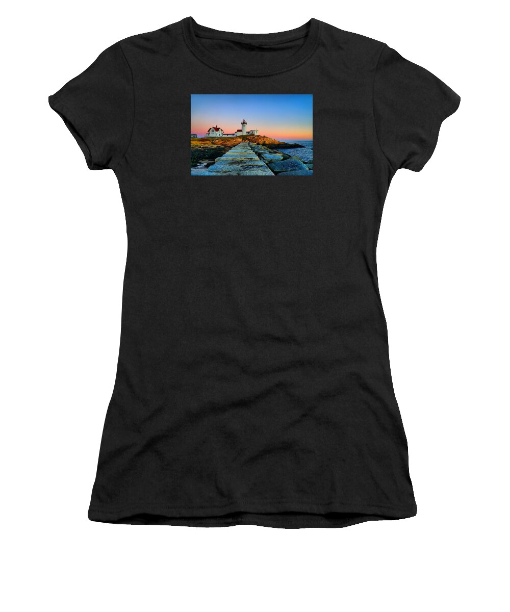 Eastern Point Lighthouse Women's T-Shirt featuring the photograph Eastern Point Lighthouse by Lilia S