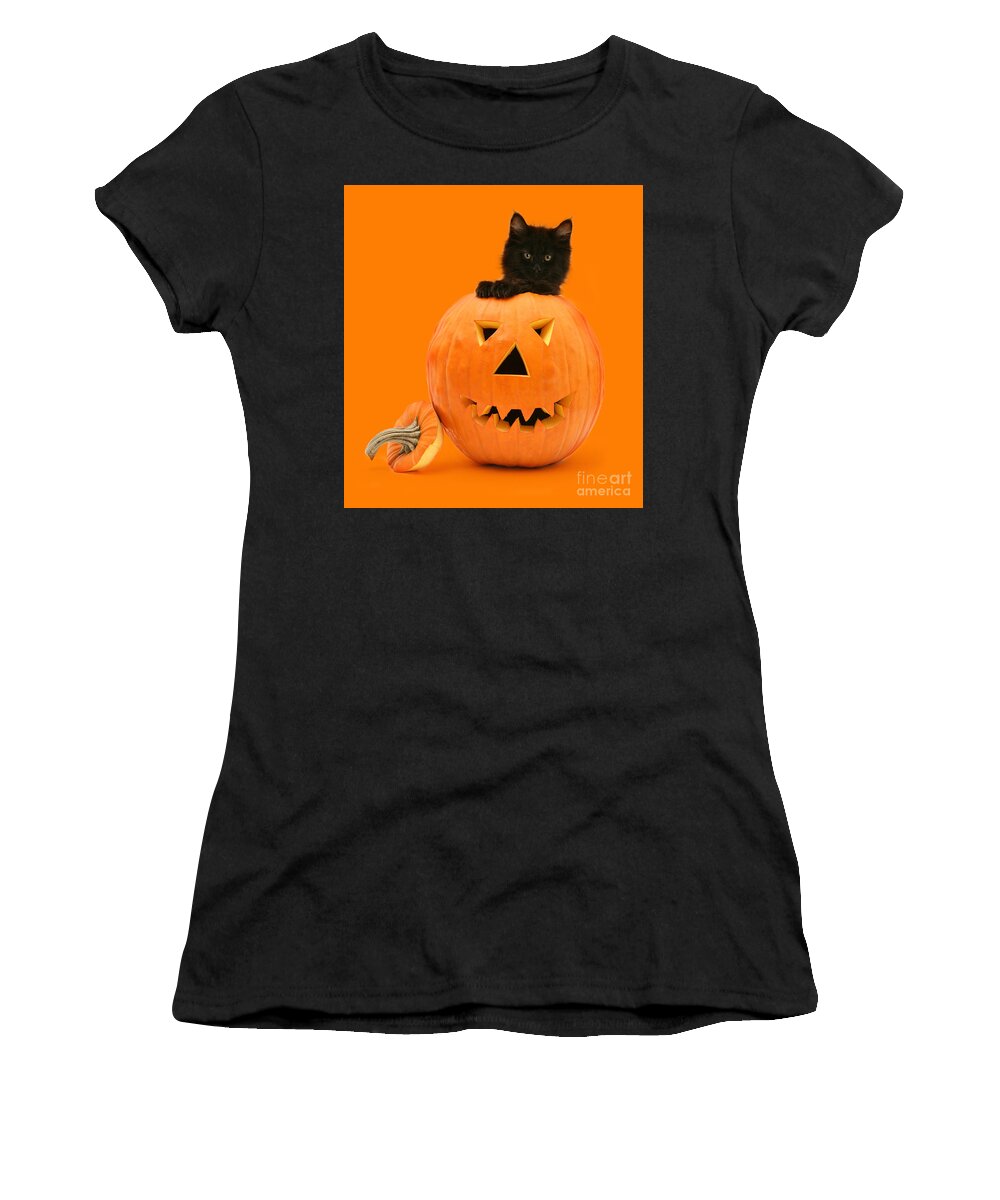 Maine Coon Women's T-Shirt featuring the photograph Eaten by a Giant Pumpkin by Warren Photographic