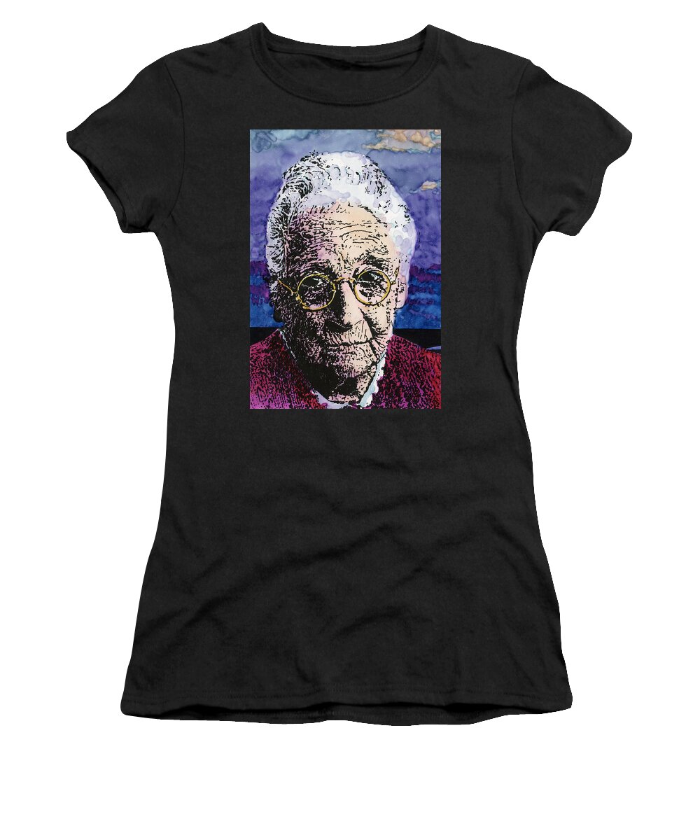 Elderly Women's T-Shirt featuring the drawing Elderly Woman by David Kleinsasser