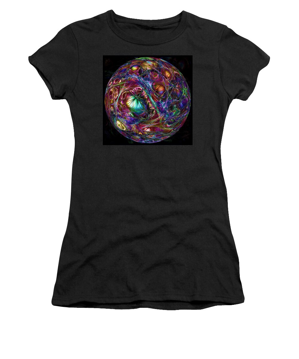 Sphere Women's T-Shirt featuring the digital art Electric Neon Abstract by John Haldane