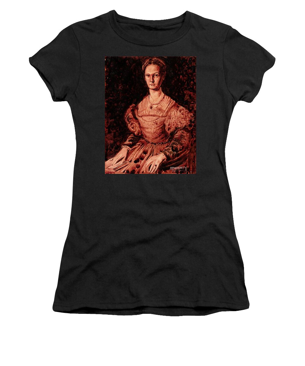 Ryan Almighty Women's T-Shirt featuring the painting Elizabeth Bathory -dry blood by Ryan Almighty