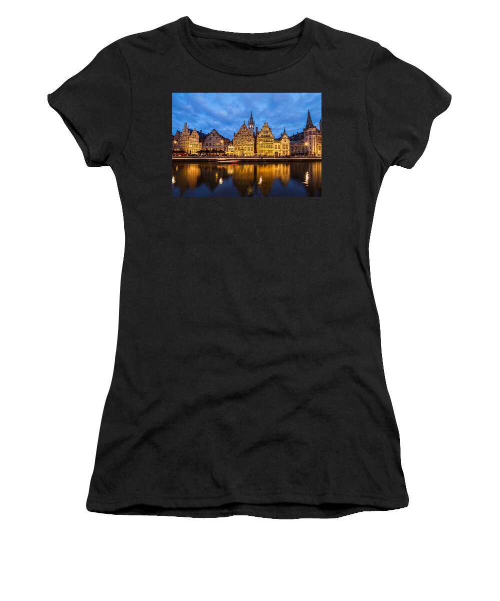 Belgium Women's T-Shirt featuring the photograph Embankment of Ghent by Anastasy Yarmolovich