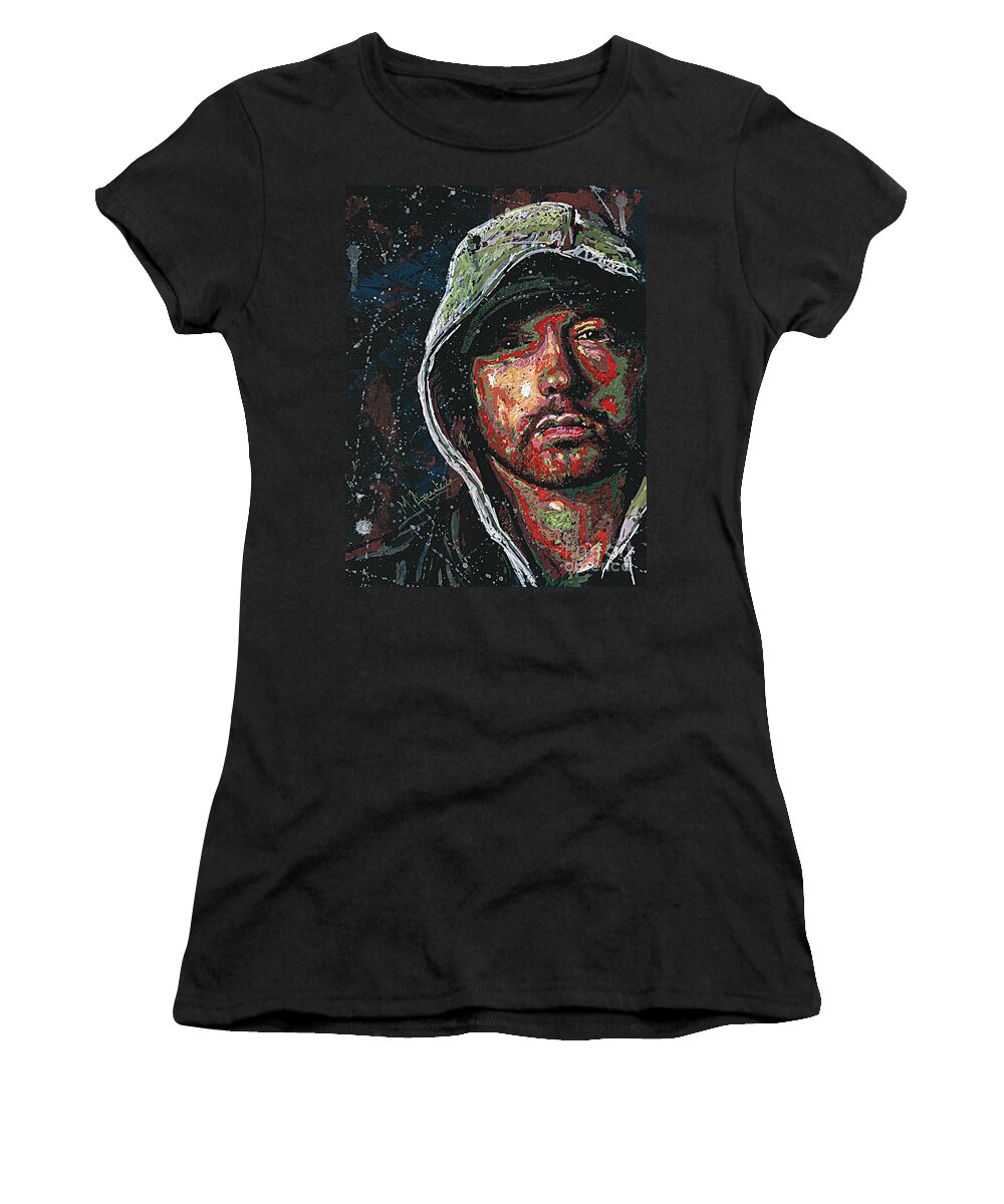 Eminem Women's T-Shirt featuring the painting Eminem by Maria Arango