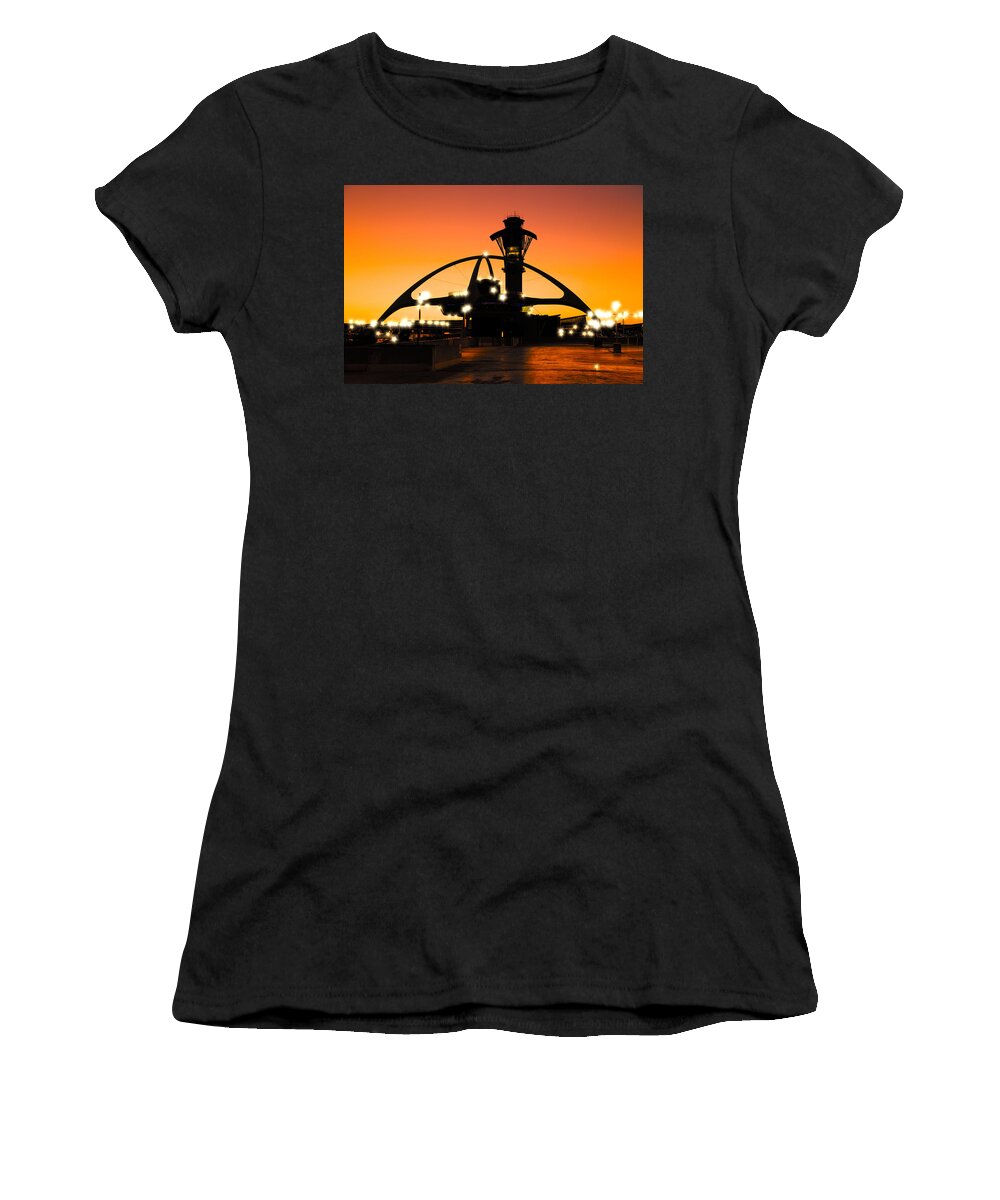 Lax Women's T-Shirt featuring the photograph Encounters LAX with Light by Michael Hope