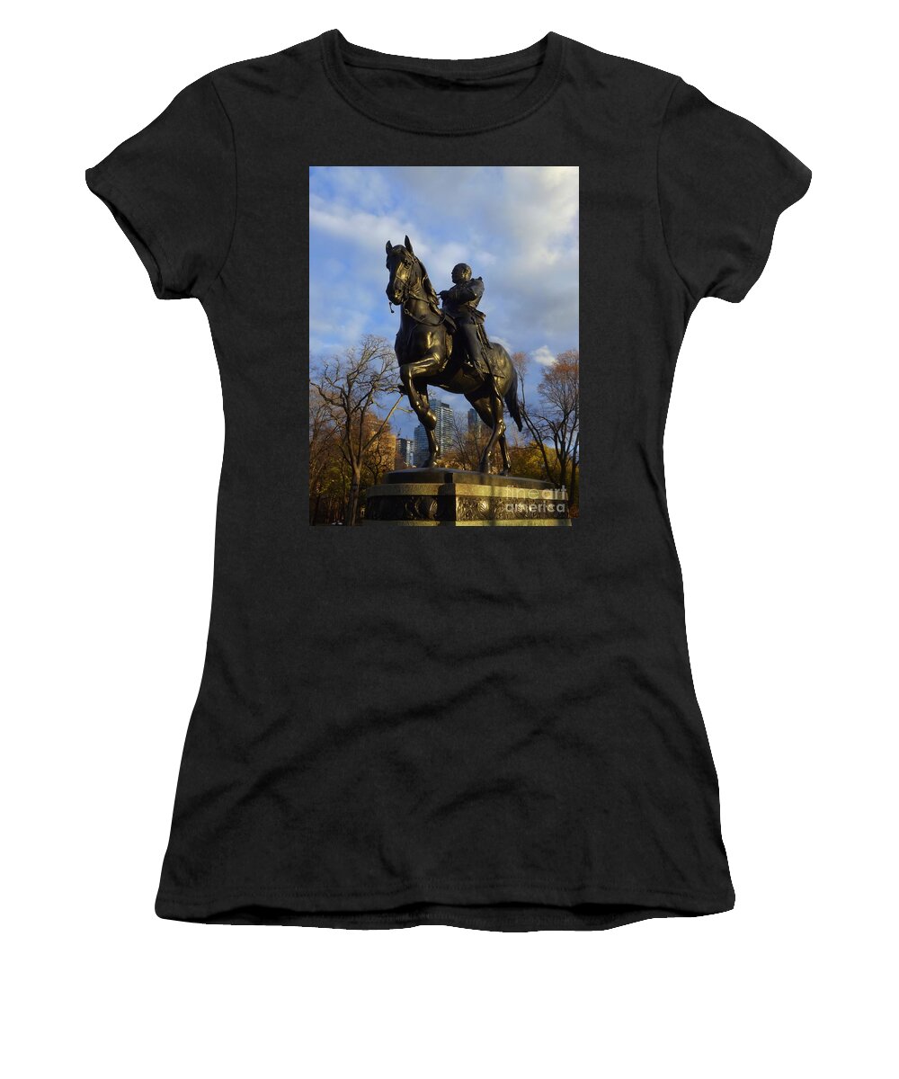 Sclptures Women's T-Shirt featuring the photograph Equestrian statue of King Edward VII at Toronto Queen's Park by Lingfai Leung