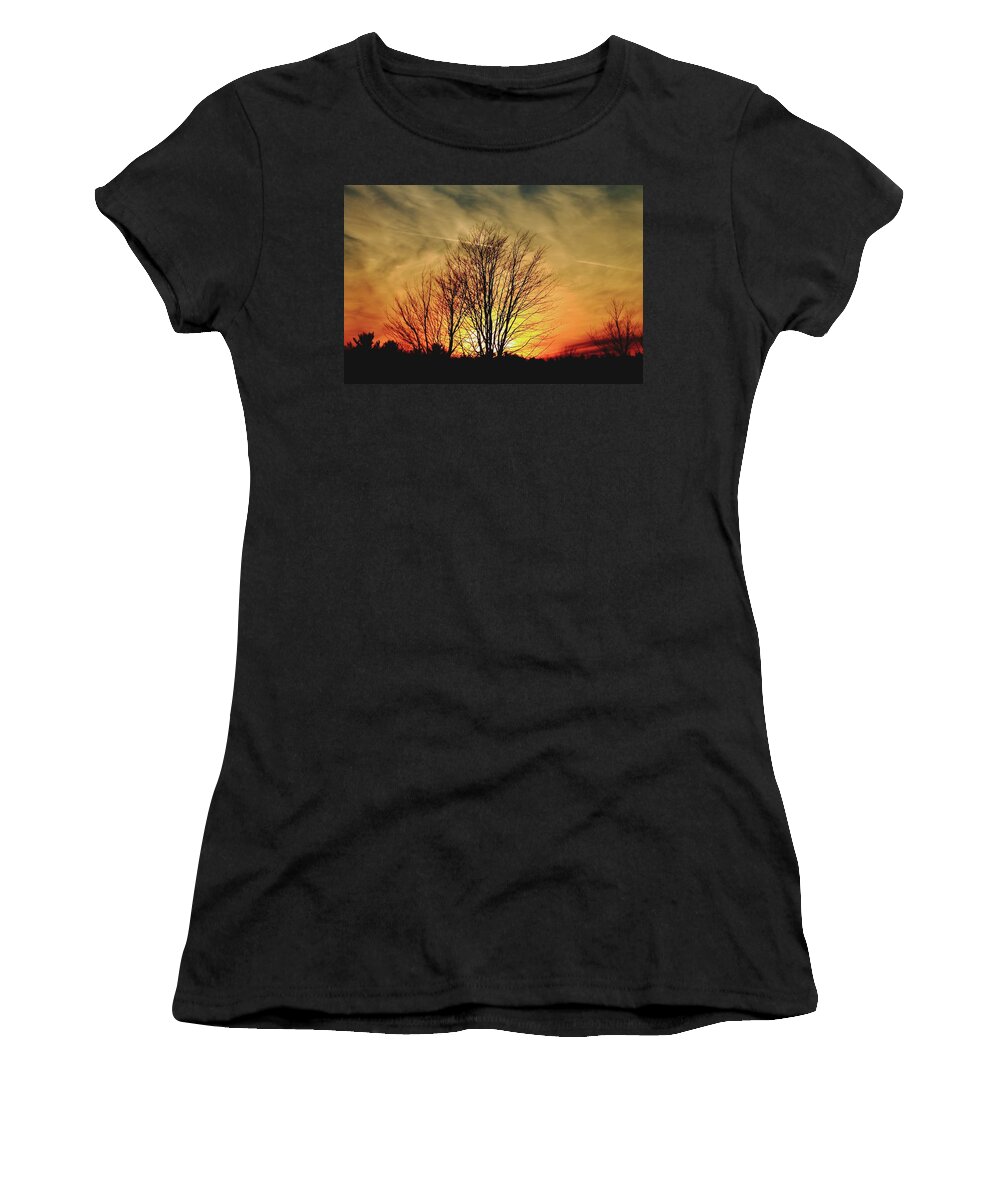 Trees Women's T-Shirt featuring the photograph Evening Fire by Bruce Patrick Smith