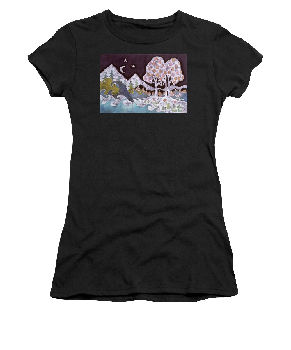 Evening Women's T-Shirt featuring the tapestry - textile Evening in a Gentle Place by Carol Law Conklin