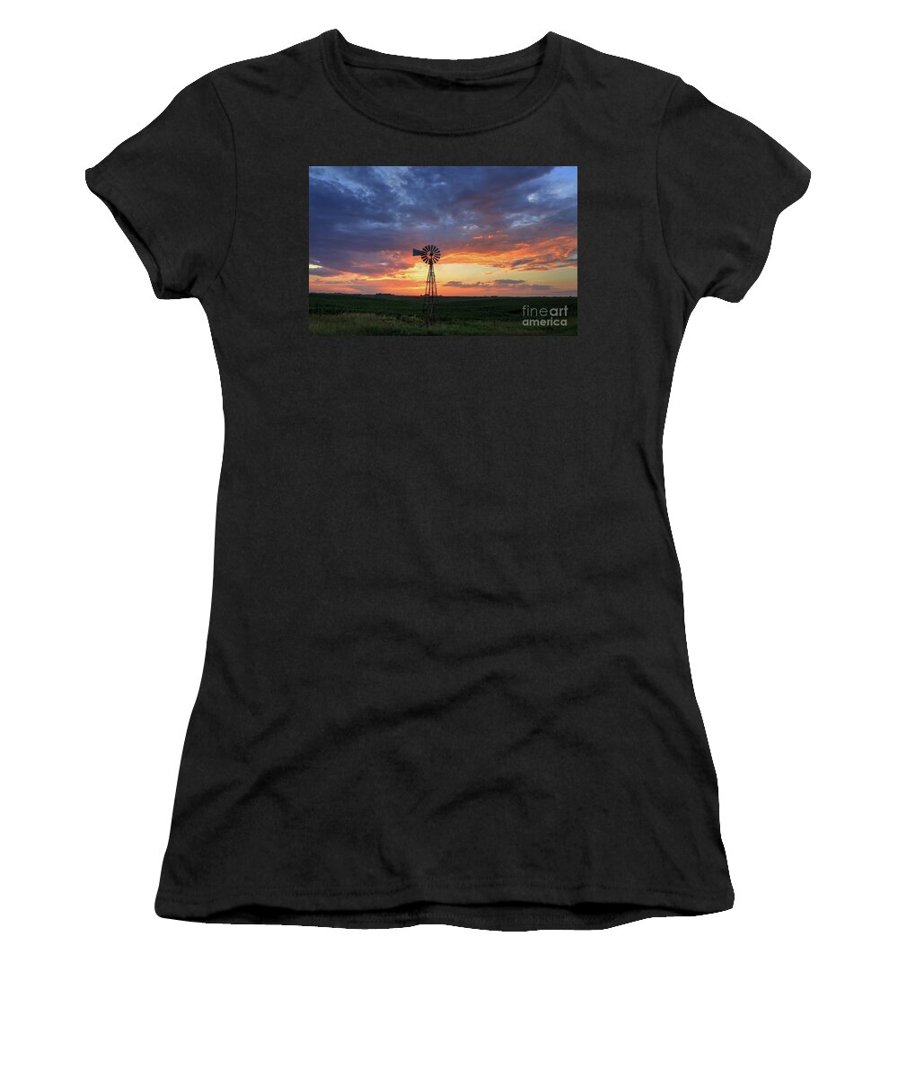 Windmill Women's T-Shirt featuring the photograph Evening Solitude by Thomas Danilovich