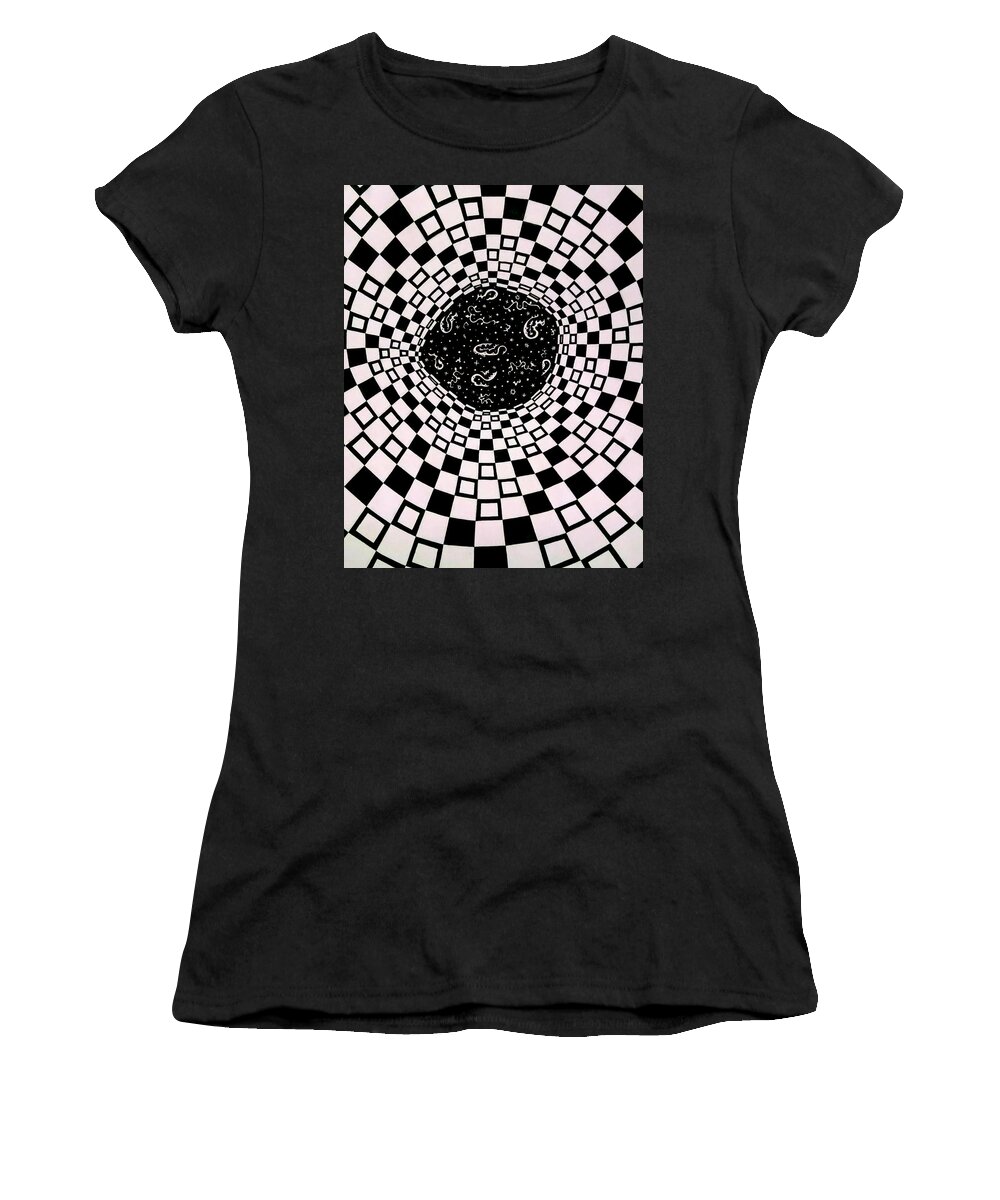 Pen And Ink Women's T-Shirt featuring the drawing Event Horizon by Red Gevhere