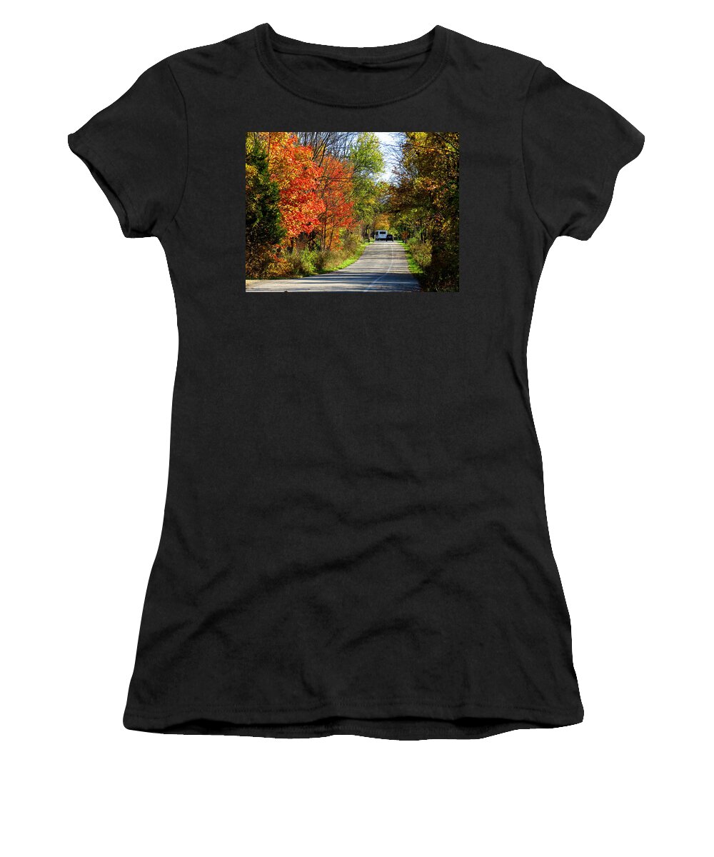 Fall Women's T-Shirt featuring the ceramic art Exit the Park by Eric Switzer
