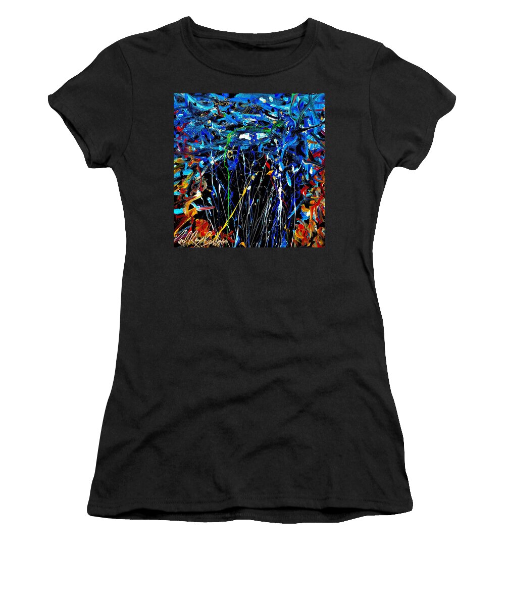 Abstract Women's T-Shirt featuring the painting Eye in the sky and water by Neal Barbosa