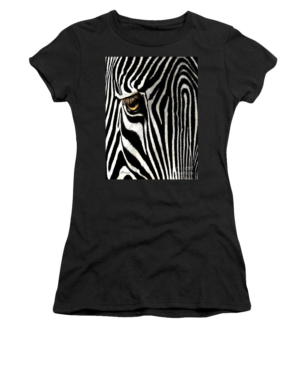 Zebra Women's T-Shirt featuring the photograph Eye of a Zebra by Jennie Breeze