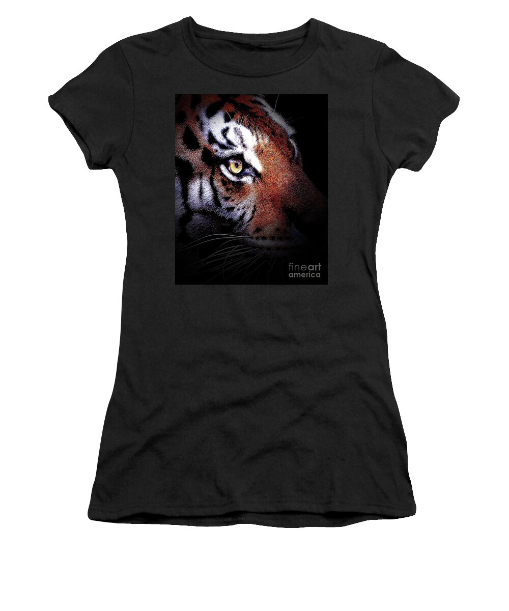 Tiger Women's T-Shirt featuring the photograph Eye of the Tiger in portrait by Wingsdomain Art and Photography