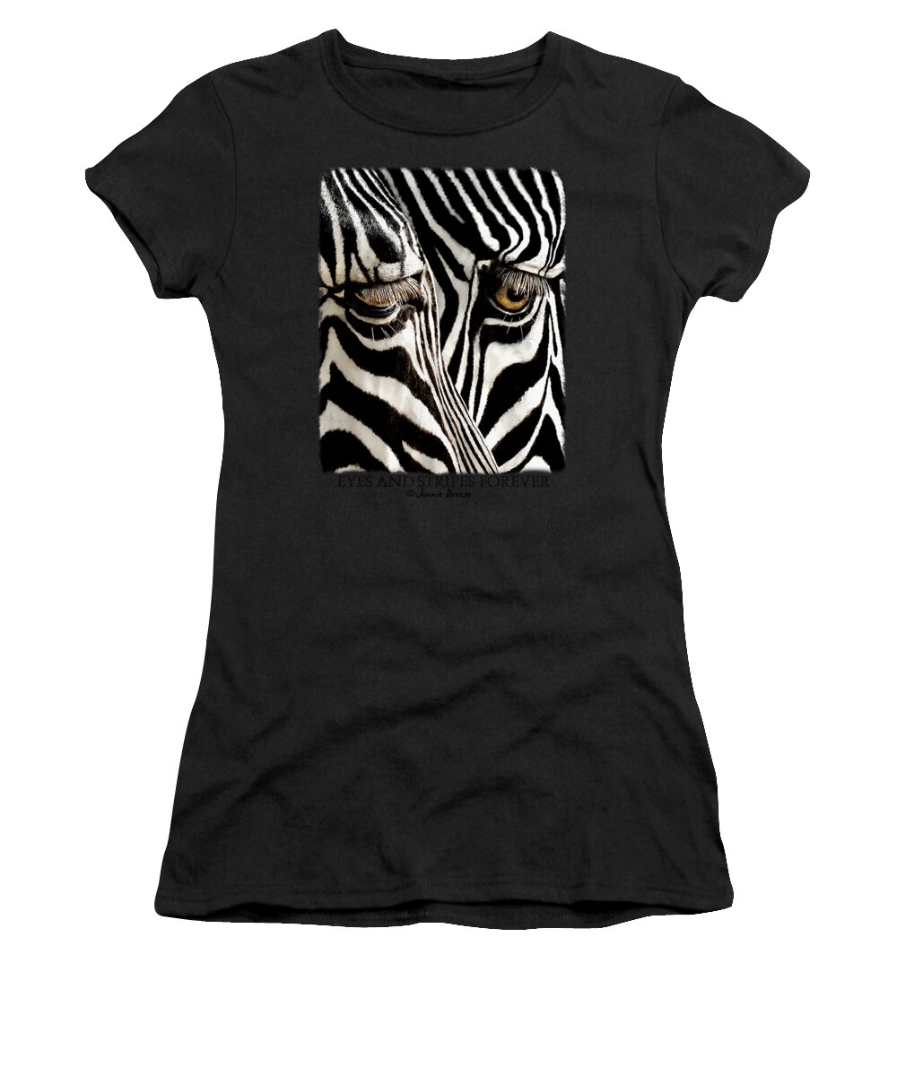 Zebra Women's T-Shirt featuring the photograph Eyes and Stripes Forever by Jennie Breeze