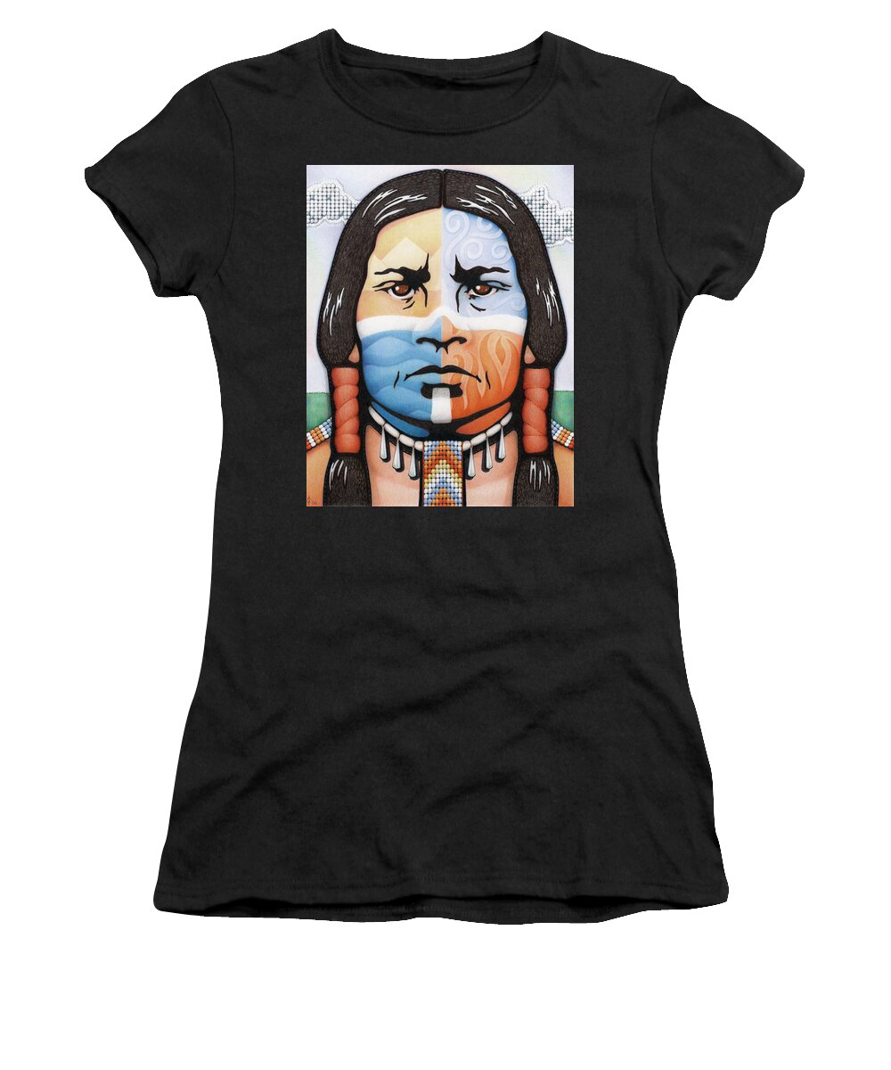 Native Women's T-Shirt featuring the drawing Fabric of Harmony by Amy S Turner